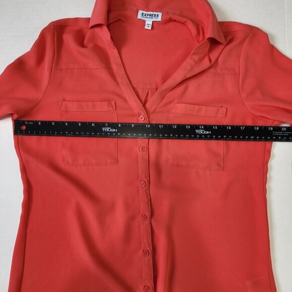 Express Portofino Shirt Small Coral Button Up Lightweight Roll Tab Sleeve - Picture 5 of 7
